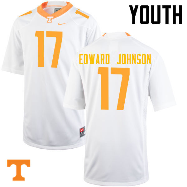 Youth #17 Brandon Edward Johnson Tennessee Volunteers College Football Jerseys-White